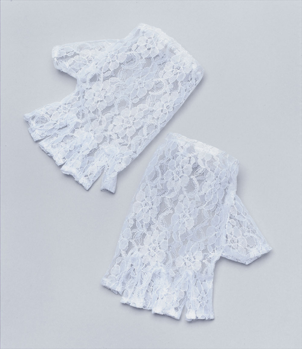 White Short Fingerless Gloves