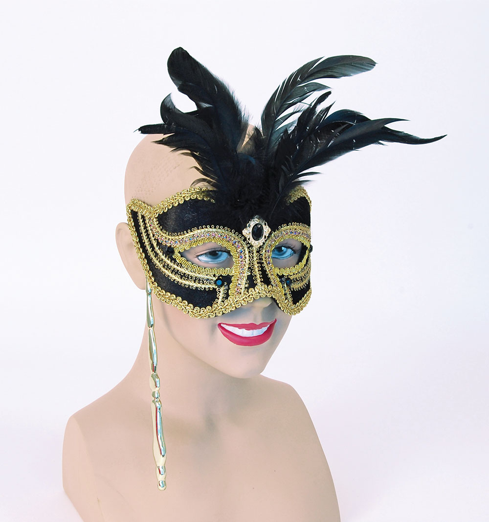 Mask On Stick. Dk Blue/Tall Feathers