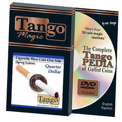 Cigarette Thru Quarter (One Sided w/DVD)D0013 by Tango Magic - T
